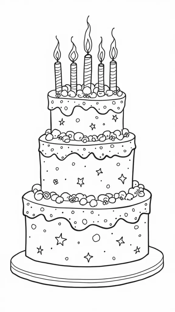 coloriage de gâteau d’anniversaire imprimable